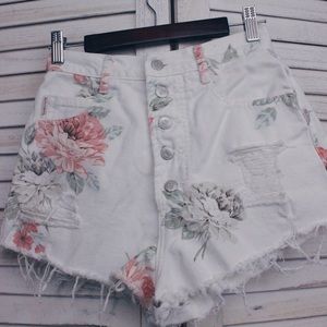 Vintage Floral High-waisted Shorts
